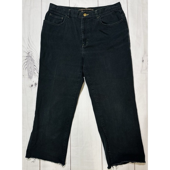 Lauren Jeans Co. Denim - Lauren Jeans Co Ralph Lauren Jeans Women's Size 12 Straight Denim Black Raw Hem
